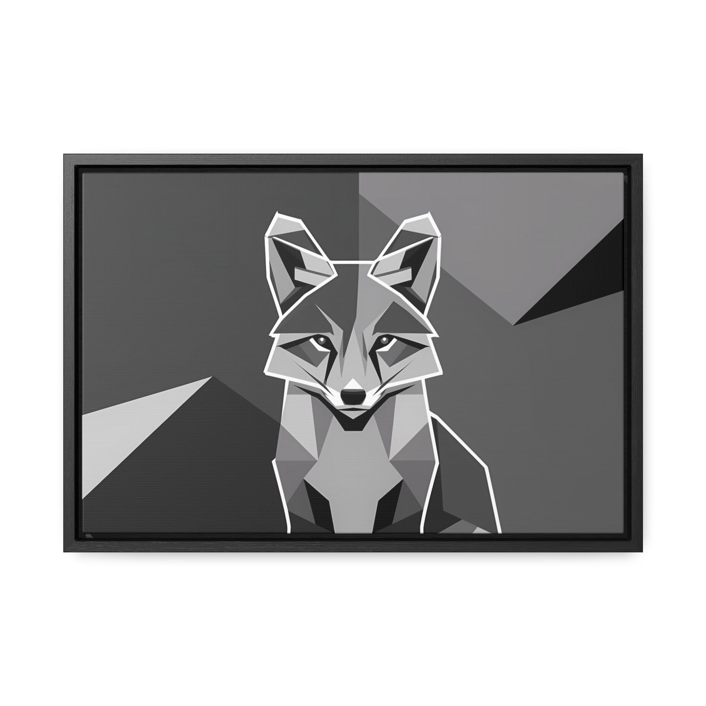 "Geometric Fox in Monochrome" - Gallery Canvas Wraps, Horizontal Frame