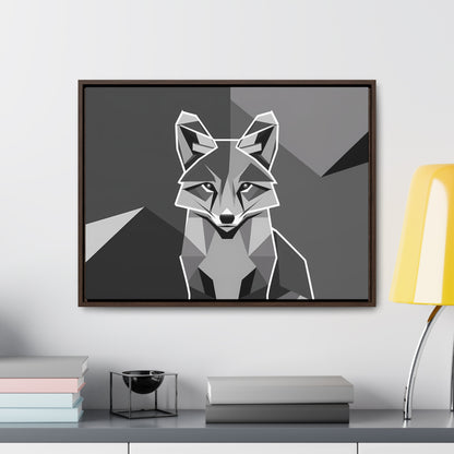 "Geometric Fox in Monochrome" - Gallery Canvas Wraps, Horizontal Frame