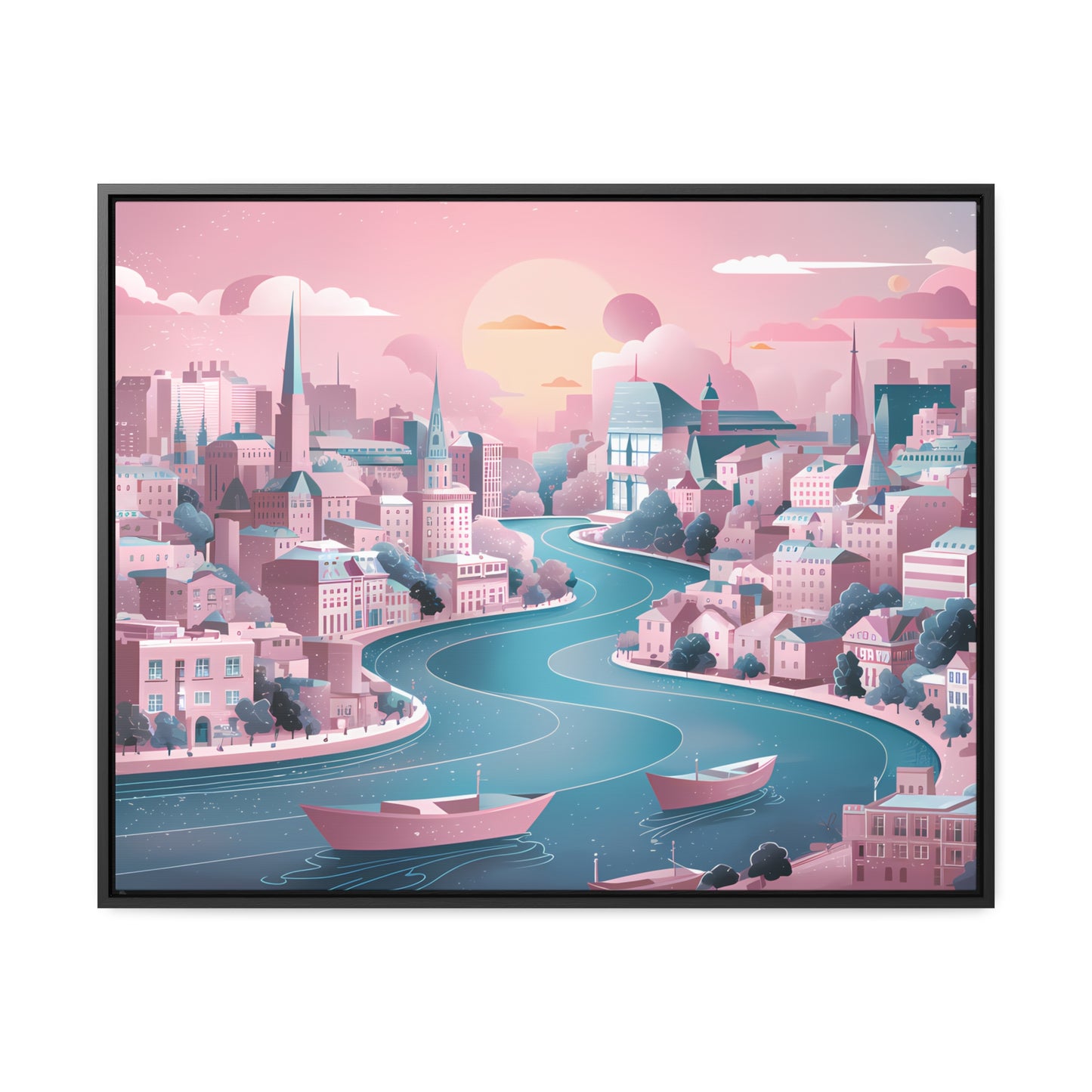 Serene City at Dawn - Gallery Canvas Wraps, Horizontal Frame