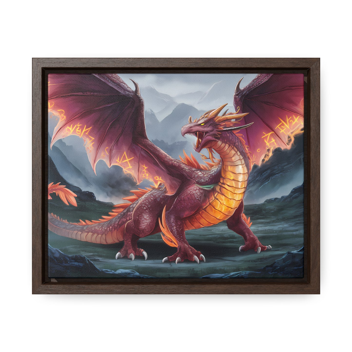 The Inferno Wyrm of the Ashen Peaks - Gallery Canvas Wraps, Horizontal Frame