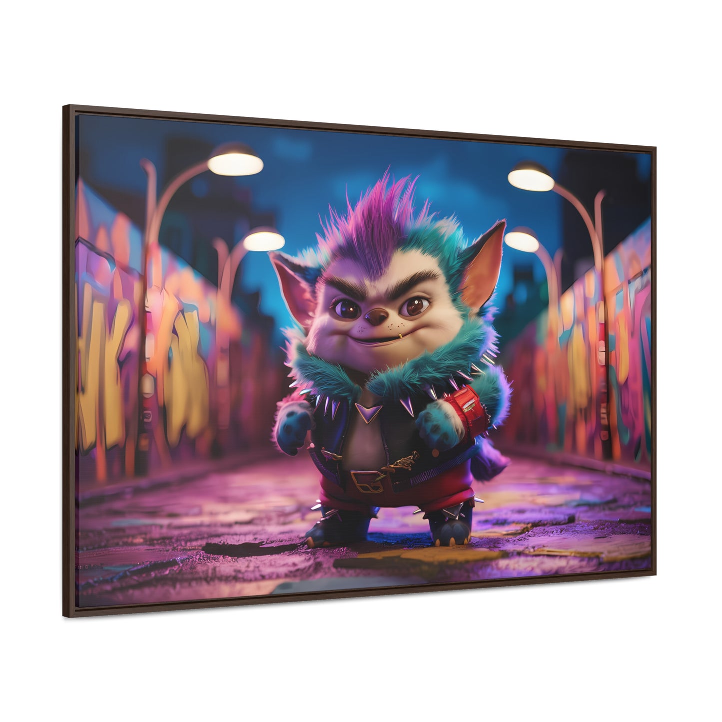 Rebel Furry in the Neon Alley - Gallery Canvas Wraps, Horizontal Frame