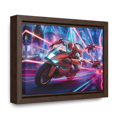 Neon Pursuit: Cyberbike Showdown - Gallery Canvas Wraps, Horizontal Frame