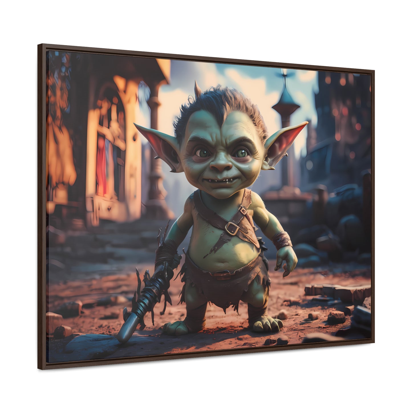 Goblin Warrior in the Ruined City - Gallery Canvas Wraps, Horizontal Frame