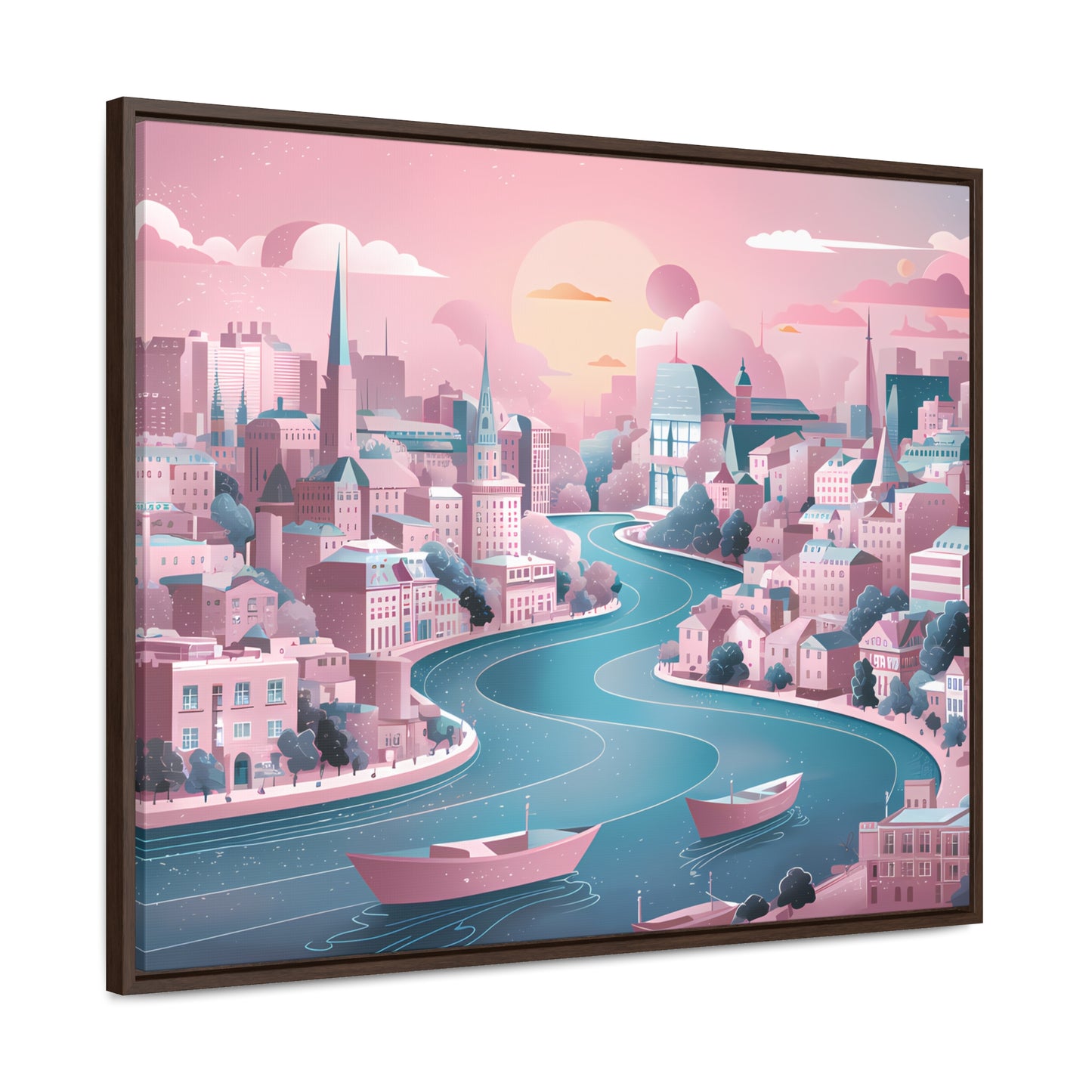 Serene City at Dawn - Gallery Canvas Wraps, Horizontal Frame