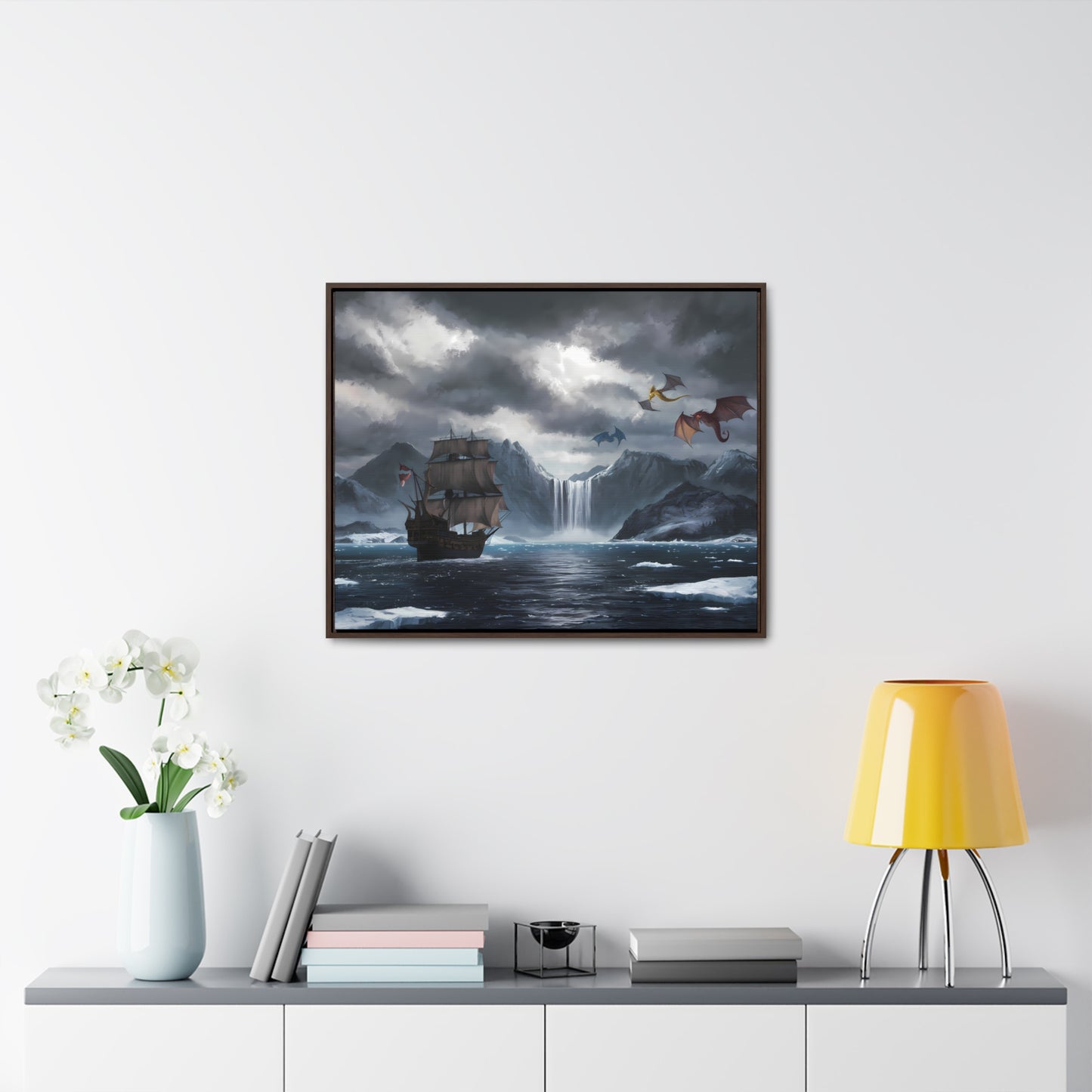 "The Voyage to Dragon's Fjord" - Gallery Canvas Wraps, Horizontal Frame