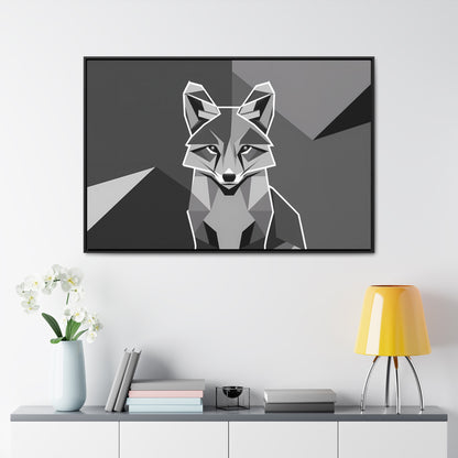 "Geometric Fox in Monochrome" - Gallery Canvas Wraps, Horizontal Frame