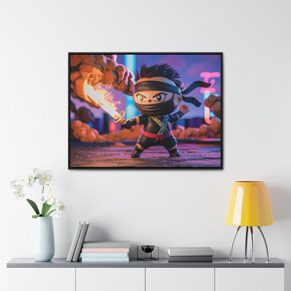 "Flameblade Ninja in Action" - Gallery Canvas Wraps, Horizontal Frame