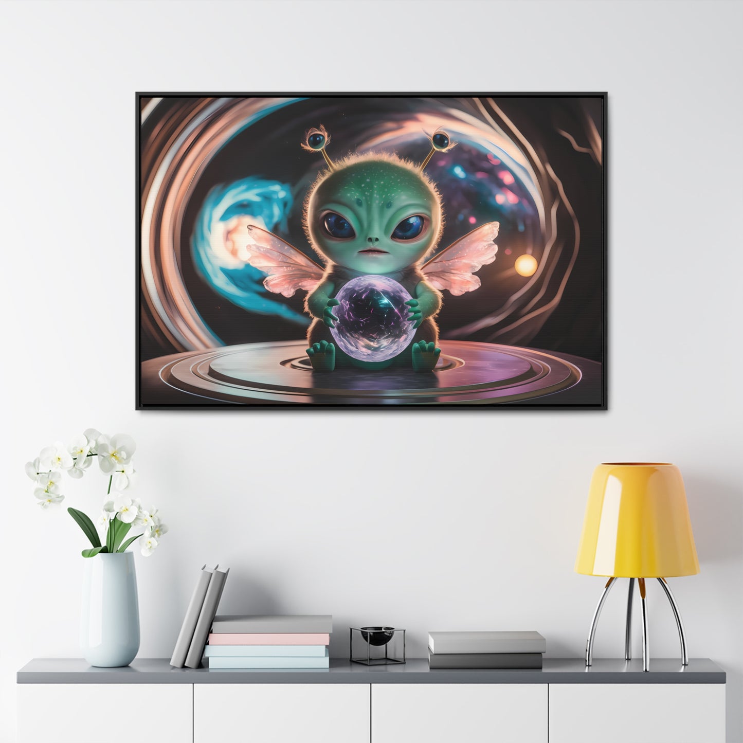 Guardian of the Cosmic Crystal - Gallery Canvas Wraps, Horizontal Frame
