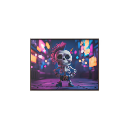 Punk Skeleton in Neon City - Gallery Canvas Wraps, Horizontal Frame