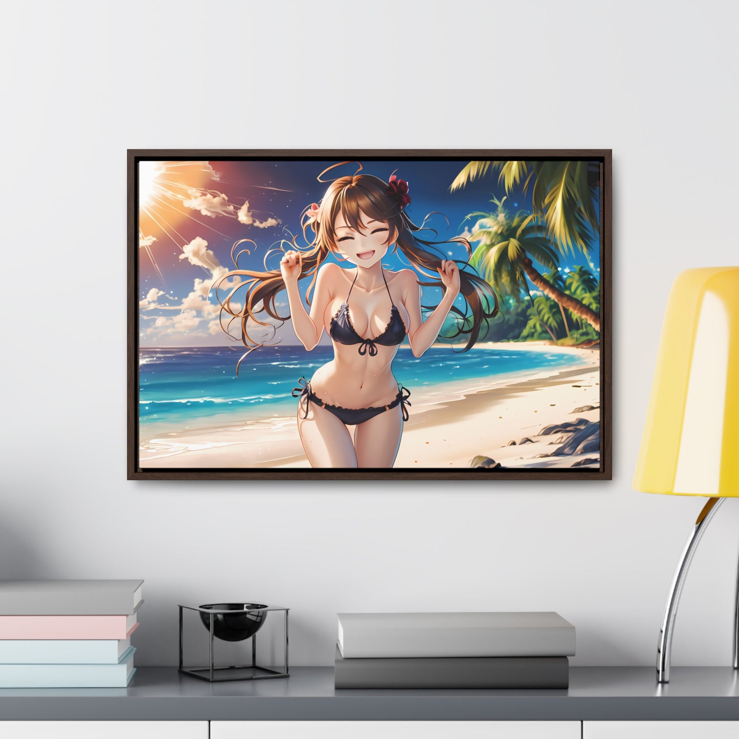 Sunlit Joy on the Beach - Gallery Canvas Wraps, Horizontal Frame