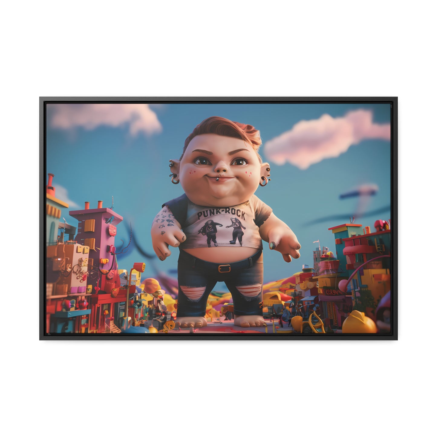 "Punk Rock Titan in Toy Town" - Gallery Canvas Wraps, Horizontal Frame