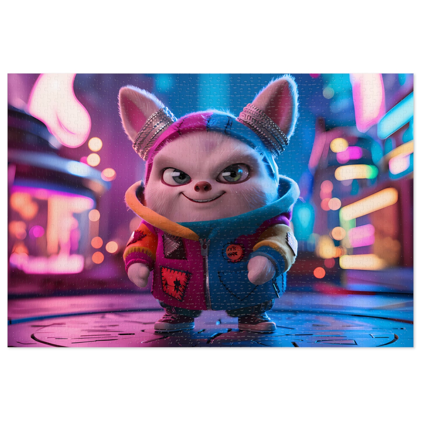 The Adventurous Bunny in Cyber City - Jigsaw Puzzle (30, 110, 252, 500,1000-Piece)