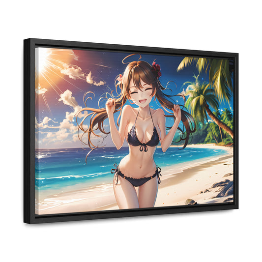 Sunlit Joy on the Beach - Gallery Canvas Wraps, Horizontal Frame