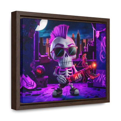"Punk Rock Skeleton Warrior in Neon City" - Gallery Canvas Wraps, Horizontal Frame
