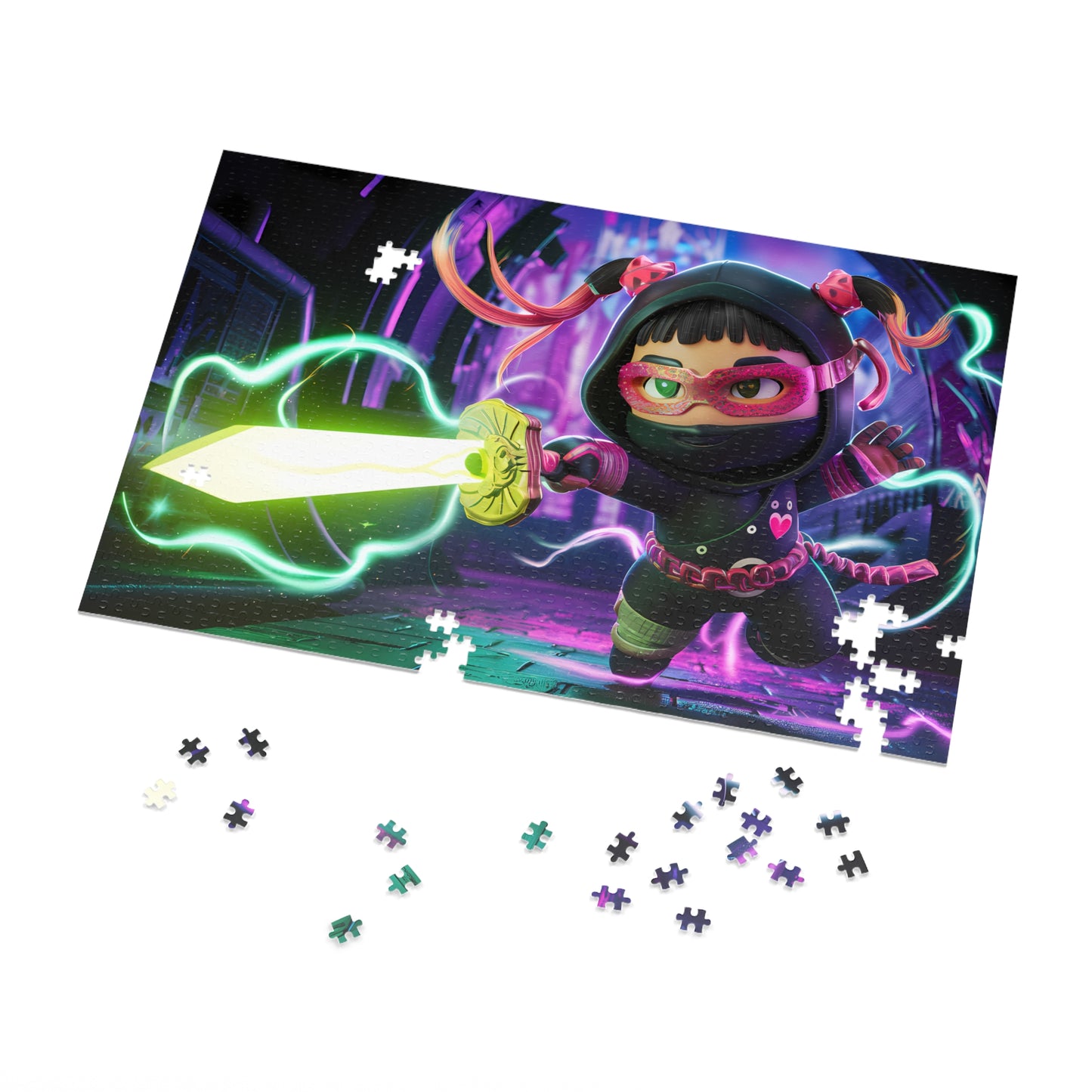Neon Ninja: Guardian of the Cyber Realm - Jigsaw Puzzle (30, 110, 252, 500,1000-Piece)