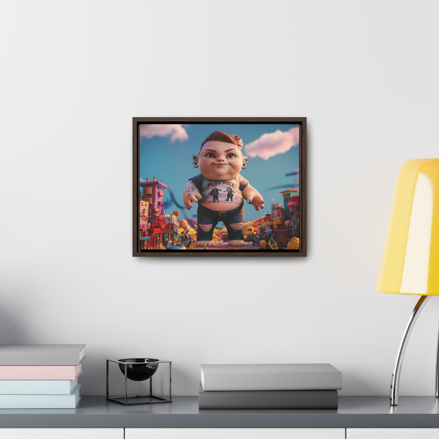 "Punk Rock Titan in Toy Town" - Gallery Canvas Wraps, Horizontal Frame
